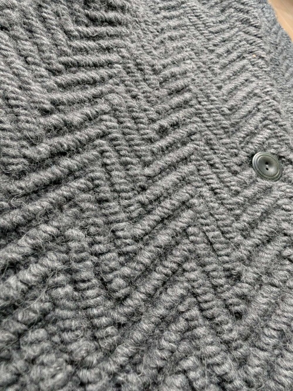 Eileen Fisher Virgin Wool Alpaca Chevron Knit Stand Collar Coat Jacket Small - Picture 2 of 9